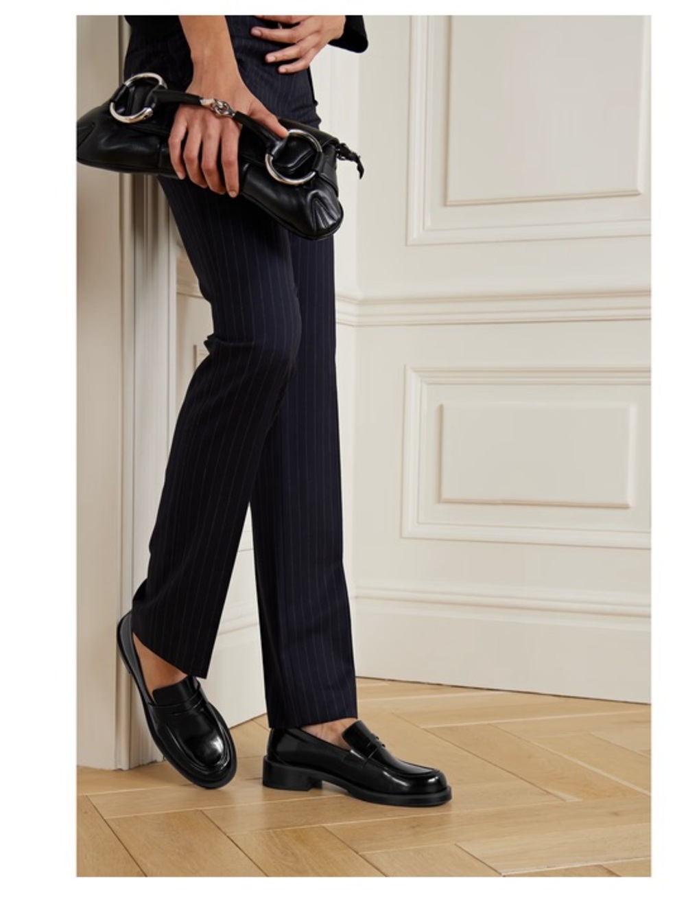 STUART WEITZMAN women 
Palmer glossed-leather loafers black 
$495 size 5.5